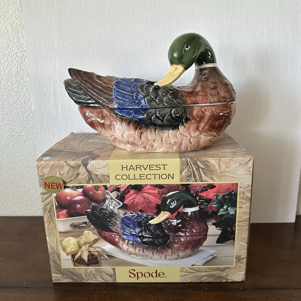 Spode Harvest Collection Duck Cookie Jar Mallard 2012 Original Box Figural NOS